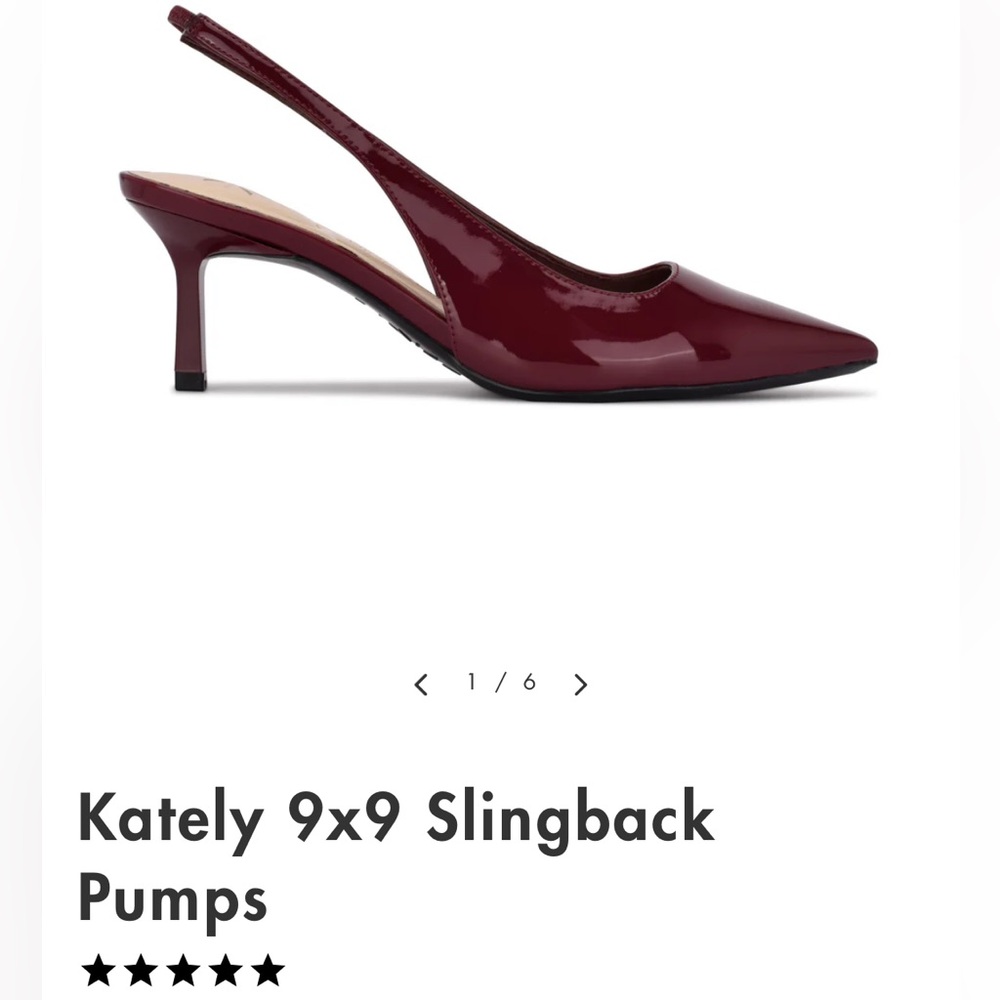 Nine West Kately Burgundy 9x9 Slingback Pumps